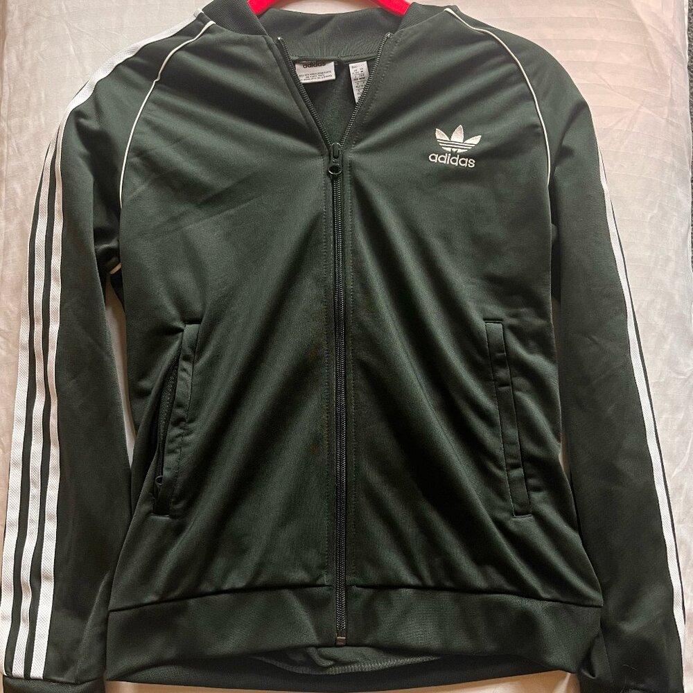 Adidas Boys Green Athletic Track Jacket